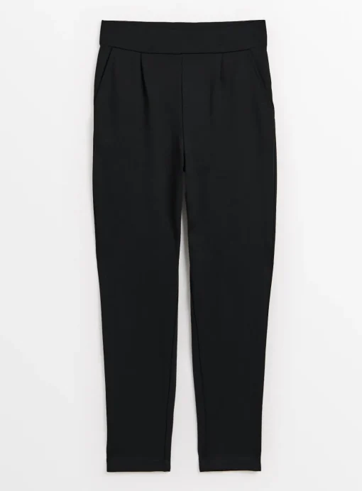 PETITE Black Ponte Tapered Leg Trousers 20