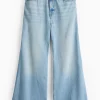 Petite Light Denim Palazzo Flared Jeans 12
