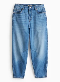 PETITE Mid Denim Barrel Leg Jeans 16