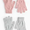 Pink & Grey Magic Touchscreen Gloves 2 Pack One Size