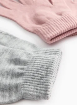 Pink & Grey Magic Touchscreen Gloves 2 Pack One Size
