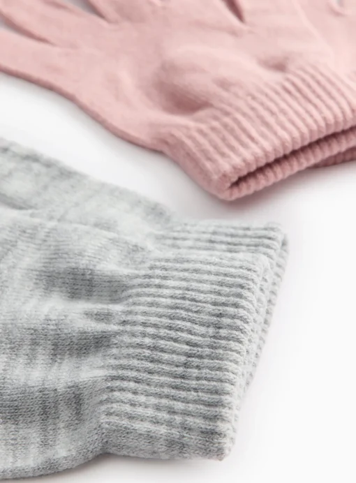 Pink & Grey Magic Touchscreen Gloves 2 Pack One Size