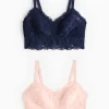 Pink & Navy Floral Lace Padded Bralettes 2 Pack 10
