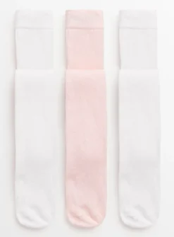 Pink & White Cotton Blend Tights 3 Pack 18-24 months