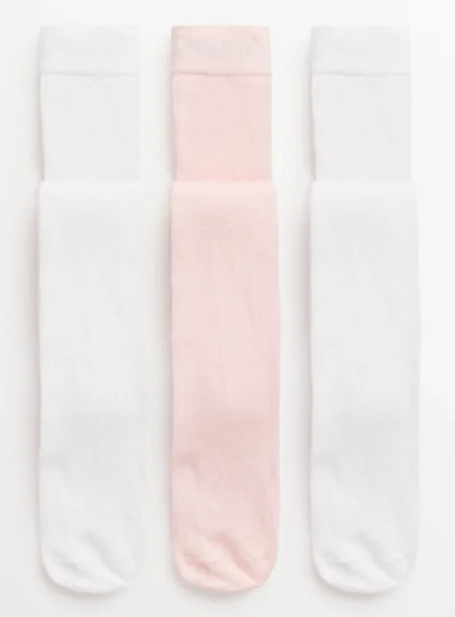 Pink & White Cotton Blend Tights 3 Pack 18-24 months