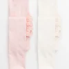 Pink & White Frill Tights 2 Pack 0-6 months