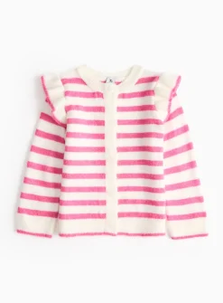 Pink & White Frill Trim Cardigan 4-5 years