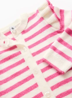 Pink & White Frill Trim Cardigan 4-5 years