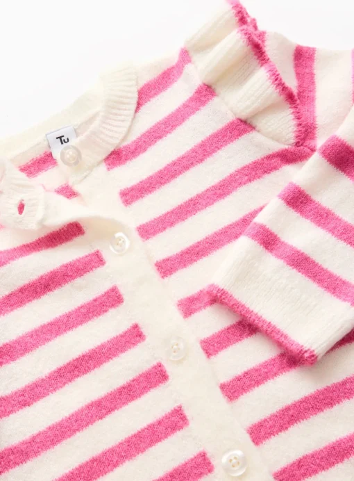 Pink & White Frill Trim Cardigan 4-5 years