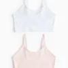 Pink & White Seamfree Ribbed Crop Top 2 Pack 12-14 years