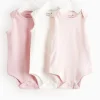 Pink & White Sleeveless Bodysuit 3 Pack 2-3 years