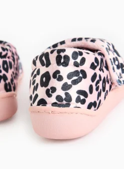 Pink Animal Print Cupsole Slippers 4-5 Infant