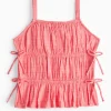 Pink Bow Detail Woven Strappy Top 5 years