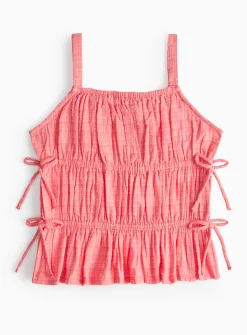 Pink Bow Detail Woven Strappy Top 5 years