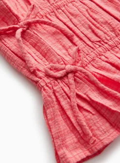 Pink Bow Detail Woven Strappy Top 5 years