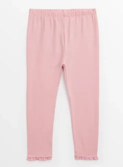 Pink Broderie Trim Leggings 6-7 years