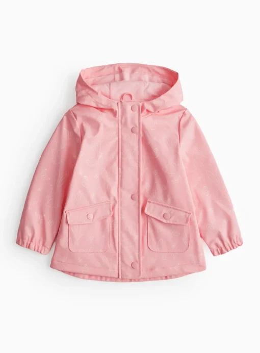 Pink Bunny Print Hooded Mac 1-2 years