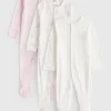 Pink Bunny Printed Sleepsuits 3 Pack Up to 3 mths
