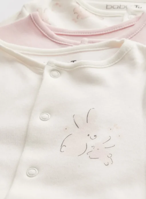 Pink Bunny Printed Sleepsuits 3 Pack Up to 3 mths