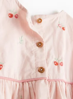 Pink Cherry Embroidered Dress & Knickers Set 3-6 months