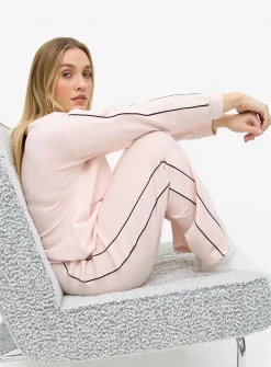 Pink Contrast Piping Scuba Co-ord Pyjama Bottoms XL