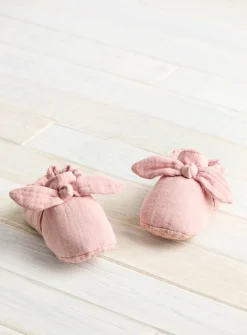Pink Cotton Bow Shoes 12-18 months