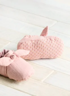 Pink Cotton Bow Shoes 12-18 months