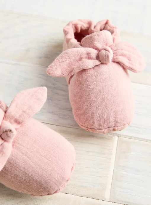 Pink Cotton Bow Shoes 12-18 months
