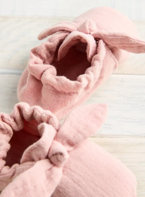 Pink Cotton Bow Shoes 12-18 months