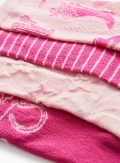 Pink Cowgirl Print Ankle Socks 5 Pack 4-8