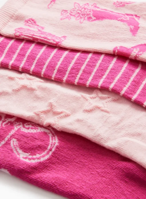 Pink Cowgirl Print Ankle Socks 5 Pack 4-8