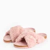 Pink Crossover Borg Slippers S