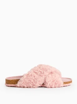 Pink Crossover Borg Slippers S