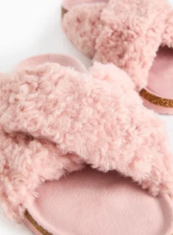Pink Crossover Borg Slippers S
