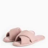 Pink Cross-Over Waffle Mule Slippers M
