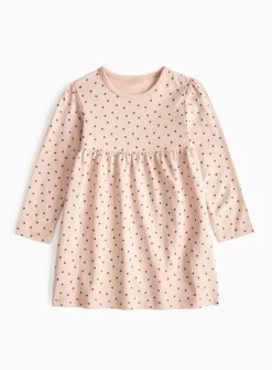 Pink Dotted Jersey Dress 6-9 months
