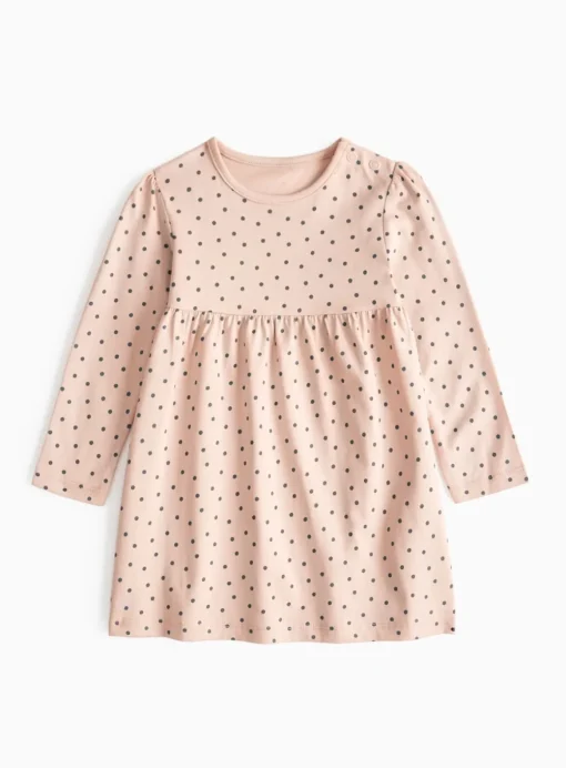 Pink Dotted Jersey Dress 6-9 months