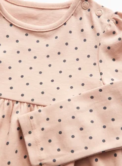 Pink Dotted Jersey Dress 6-9 months