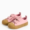 Pink Faux Leather Twin Strap Trainers 7 Infant