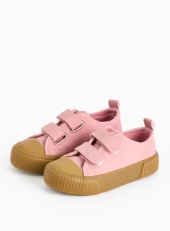 Pink Faux Leather Twin Strap Trainers 7 Infant