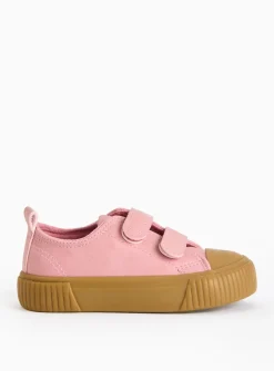 Pink Faux Leather Twin Strap Trainers 7 Infant