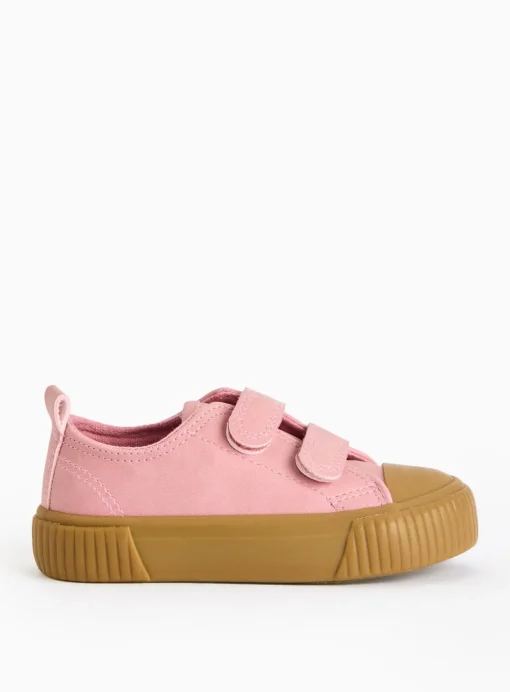 Pink Faux Leather Twin Strap Trainers 7 Infant