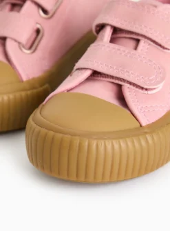 Pink Faux Leather Twin Strap Trainers 7 Infant