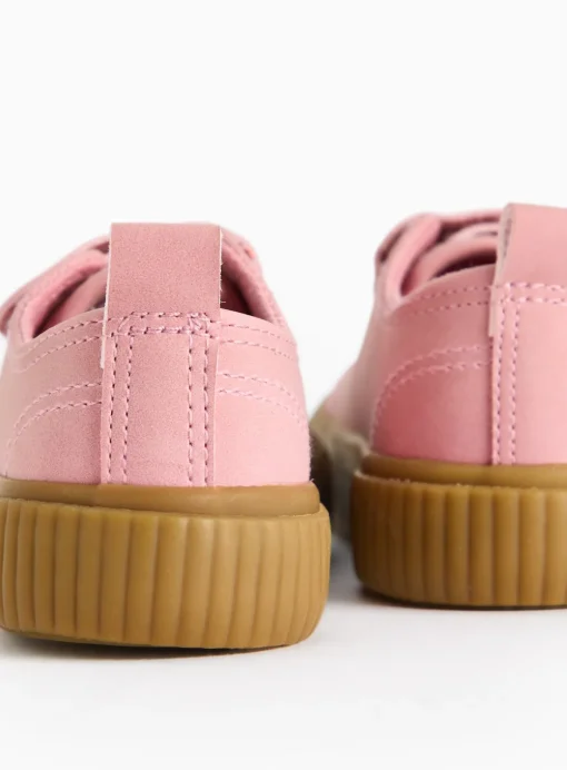 Pink Faux Leather Twin Strap Trainers 7 Infant