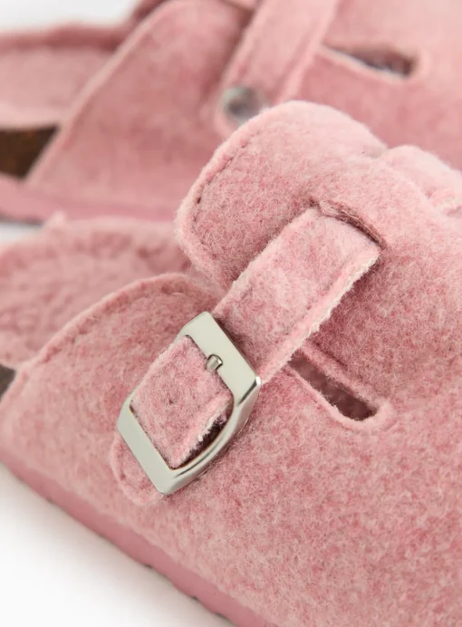 Pink Felt Fleece Lined Clogs 10-11 Infant