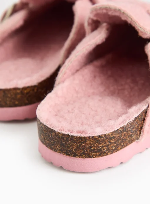 Pink Felt Fleece Lined Clogs 10-11 Infant