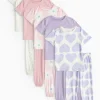 Pink Floral & Heart Print Pyjamas 5 Pack 1-2 years