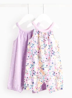 Pink Floral & Spot Print Jersey Romper 2 Pack 12-18 months