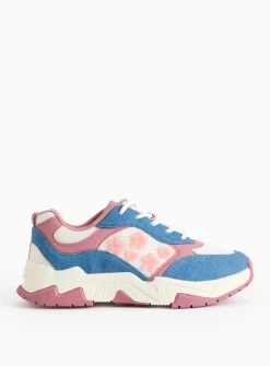 Pink Floral Denim Retro Chunky Trainers 11 Infant