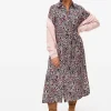 Pink Floral Tie-Waist Midaxi Shirt Dress 12R